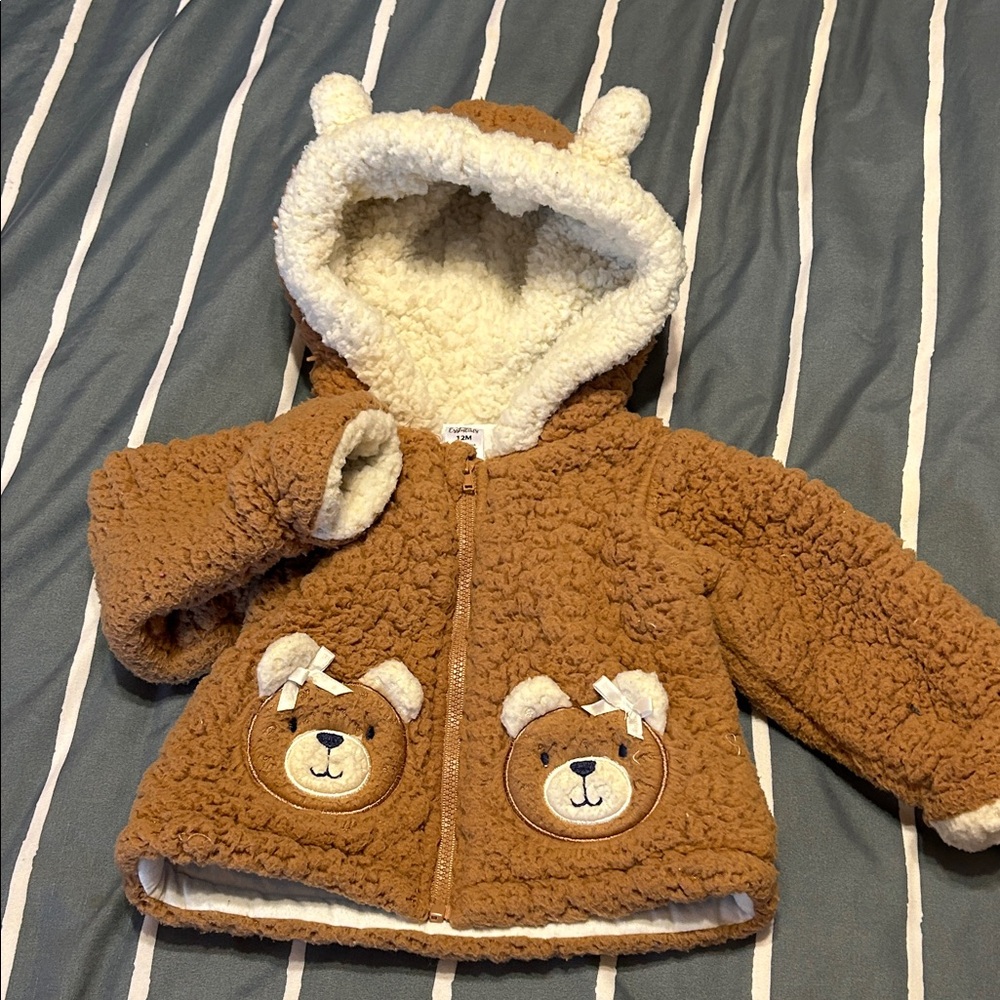 Baby Essentials Cream and Brown Teddy Bear Jacket